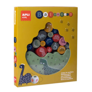 apli juego de equilibrio dinosaurios 16 piezas de madera de alta calidad base balanceante dado con colores 3 tamaños de dinosaurios color natural