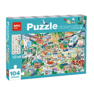 apli puzzle observacion ciudad de 104 piezas de 5x5cm incluye poster y 3 fichas facil manejo desarrolla habilidades y autoestima recomendado para niños a partir de 5 años