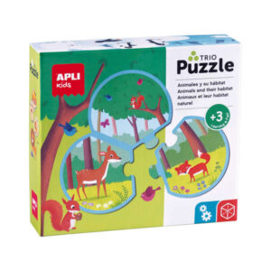 apli puzzle trio de asociacion animales y su habitat de 24 piezas redondeadas 8 combinaciones distintas potencia vision espacial y psicomotricidad fina recomendado para niños a partir de 3 años