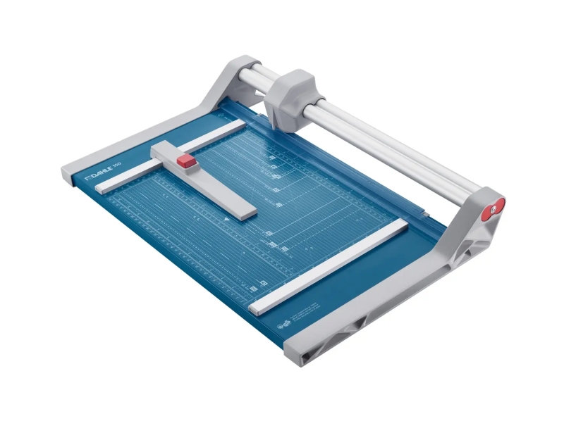 dahle 550 cizalla profesional de rodillo formato a4 capacidad 20 hojas cuchilla circular autoafilable de acero dos topes angulares