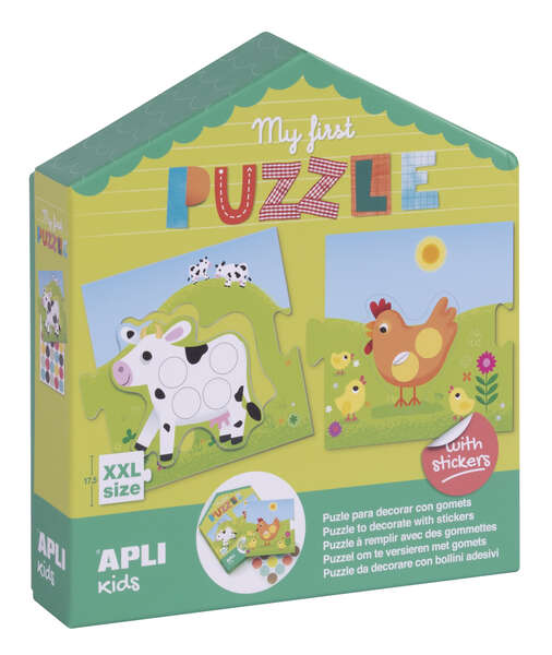 apli my first puzzle con gomets ideal para niños pequeños fomenta la coordinacion y la concentracion incluye pegatinas para decorar el puzzle