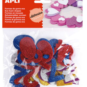 apli formas goma eva adhesivas numeros purpurina metalizada 50 u faciles de pegar brillo metalico ideal para manualidades