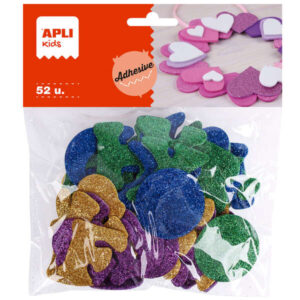 apli formas goma eva adhesivas letras purpurina metalizada 52 u decoracion con brillo faciles de pegar variedad de formas y letras