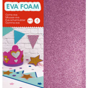apli goma eva purpurina a4 4 hojas blanco, negro, rojo y azul ideal para manualidades y decoracion