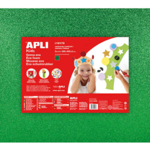 apli goma eva purpurina verde 600x400mm 3 hojas brillantes y flexibles