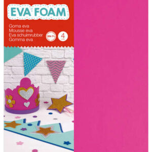 apli goma eva fluorescente medida a4 4 hojas fucsia, verde, amarillo y naranja