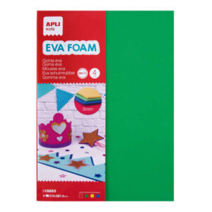 apli goma eva multicolor a4, 5mm 4 hojas gruesas rojo, amarillo, verde y azul