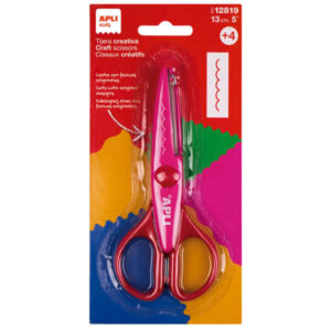 apli tijera creativa dentada de 13cm punta redondeada ergonomica para ambidiestros corta todo tipo de material color rosa