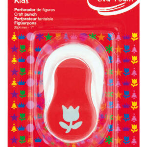 apli perforadora de papel y goma eva en forma de tulipan tamaño de figura 25.4mm perforadora de alta calidad para papel, carton, cartulina o goma eva de hasta 2mm deposito de facil apertura doble uso color blanco