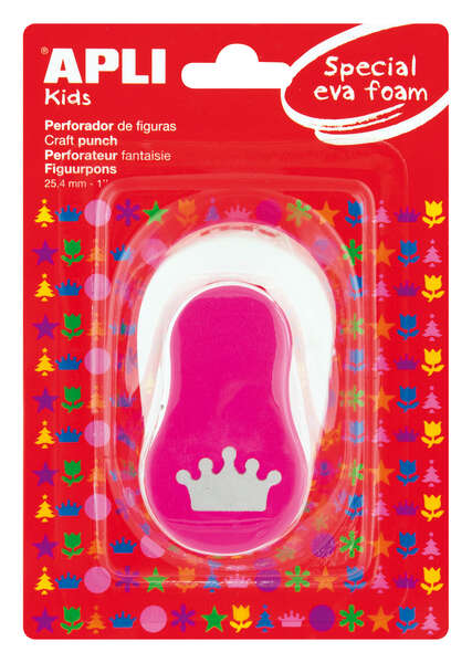 apli perforadora de papel y goma eva en forma de corona figura de 25.4mm perforadora de alta calidad para papel, carton, cartulina o goma eva de hasta 2mm deposito de restos de papel o goma eva color blanco