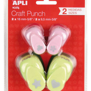 apli pack de 4 perforadoras de papel con formas variadas estrella (16mm), corazon (16mm), trebol (9.5mm) y flor (9.5mm) alta calidad para papel, carton y cartulina deposito de papel doble uso para decoracion