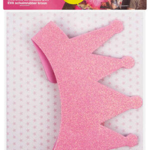 apli corona de goma eva rosa con purpurina cable elastico ajustable personalizable con formas de goma eva, fieltro, pegatinas, etc color rosa