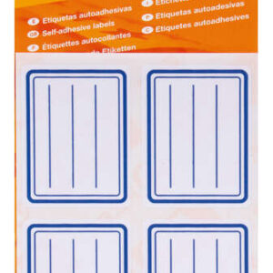 apli etiquetas adhesivas escolares basicas tamaño 50x38mm ribete azul adhesivo permanente ideal para marcar e identificar color blanco