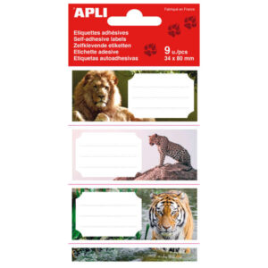 apli etiquetas adhesivas escolares selva tamaño 81x36mm 9 etiquetas por bolsa adhesivo permanente de alta calidad diseño selva color blanco
