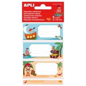 apli etiquetas adhesivas escolares piratas tamaño 81x36mm 9 etiquetas de adhesivo permanente de alta calidad diseño piratas color variado