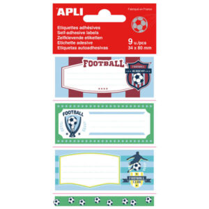 apli etiquetas adhesivas escolares futbol tamaño 81x36mm 9 etiquetas por bolsa adhesivo permanente de alta calidad diseño futbol