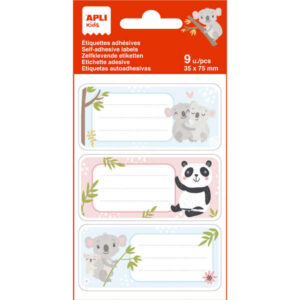 apli etiquetas adhesivas escolares koala tamaño 81x36mm 9 etiquetas por bolsa adhesivo permanente de alta calidad color blanco