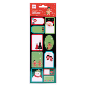 apli pack de 20 etiquetas adhesivas navideñas para regalos tamaños y diseños surtidos espacio para escribir
