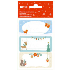 apli pack de 27 etiquetas adhesivas navideñas para regalos diseños surtidos espacio para escribir