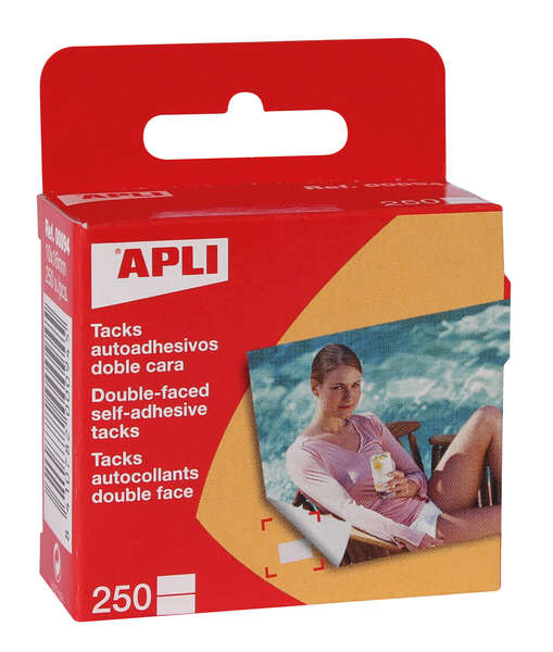 apli pack de 250 tacks autoadhesivos doble cara 10x16mm ideal para fotos, scrapbooking y manualidades libre de acidos transparente