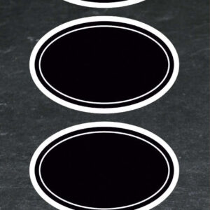 apli etiquetas pizarra ovaladas 65x41mm adhesivo removible 2 hojas (10 etiquetas) escritura con tiza liquida o convencional borrado facil ideal para tarros, macetas, regalos color negro