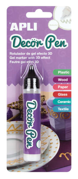 apli rotulador de gel 3d metalizado 25ml personaliza facilmente regalos, objetos, tarjetas, detalles, fotos, carpetas color blanco nacarado