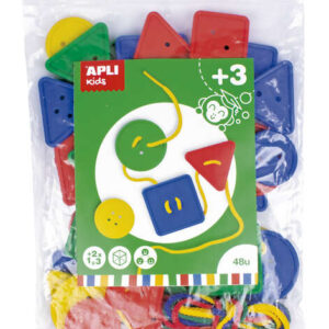 apli juego de 48 botones ensartables formas y tamaños variados desarrolla psicomotricidad y creatividad colores surtidos