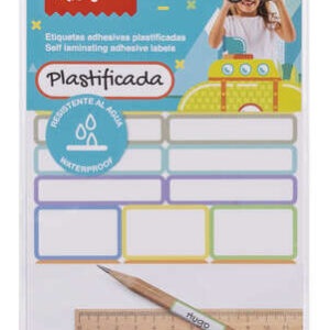 apli kids pack de 35 etiquetas plastificadas surtidas tres tamaños: 46.5x10mm (14), 30.5x19mm (3), 30.6x11mm (18) alta calidad y durabilidad film protector para mayor resistencia color blanco