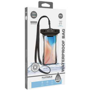 techonetech funda impermeable para smartphone hasta 7.5" con colgante resistencia ipx8 fabricada en tpu