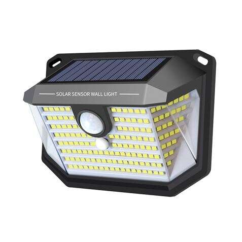 elbat aplique solar led 150lm con 3 caras de iluminacion sensor de movimiento panel solar integrado 5.5v, 0.33w bateria 3.7v, 1200mah
