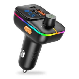 xo transmisor bluetooth 5.0 fm 2x usb a, 1x usb c 25w pd pantalla led funcion manos libres