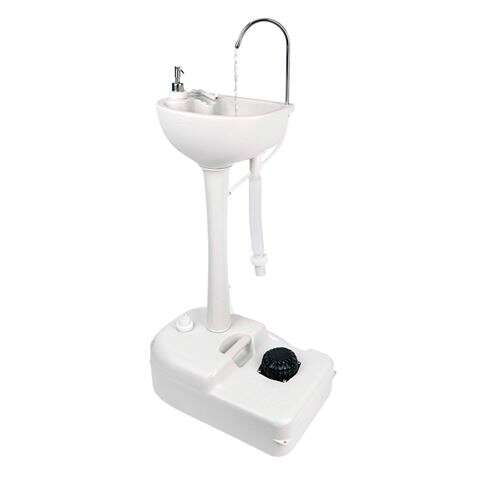 muvip lavabo portatil con deposito de 17l deposito de jabon 3l bomba de pie con fuelle incorpora colgador para toalla