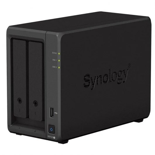 synology diskstation ds723+ servidor de almacenamiento nas hasta 2 unidades de almacenamiento interfaz soportado m.2, sata iii compatible con 2.5", 3.5" 2x rj 45, 1x usb 3.2