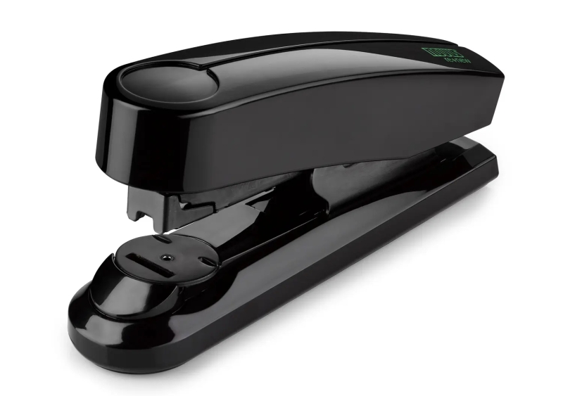 novus b 4fc re+new grapadora de sobremesa fabricada con plastico reciclado hasta 50 hojas grapado plano abierto, cerrado y clavado incluye 200 grapas color negro