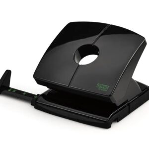 novus b 220 re+new perforadora de papel fabricada con plastico reciclado hasta 20 hojas escala de tope vaciado facil punzones 5.5mm color negro