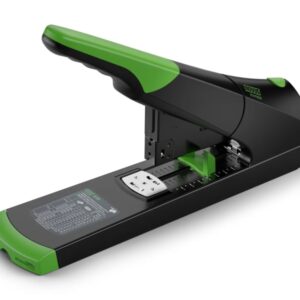 novus b 50 re+new grapadora de gruesos fabricada con plastico reciclado hasta 140 hojas grapado cerrado con sistema bypass color negro/verde