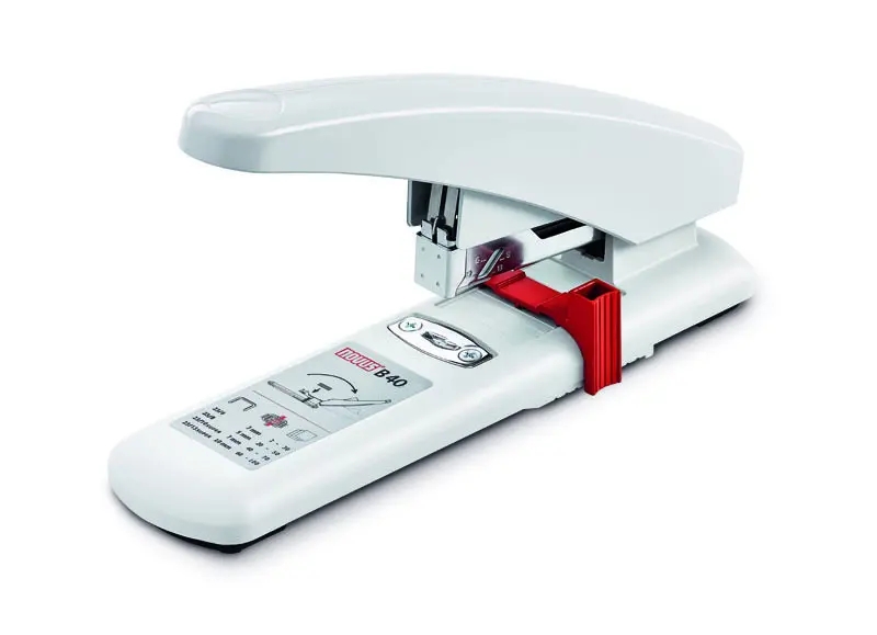 novus b 40 grapadora de gruesos hasta 100 hojas grapado cerrado con sistema bypass sistema antibloqueo color blanco