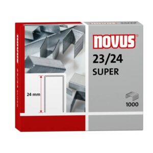 novus 23/24 super caja de 1000 grapas 23/24 galvanizadas para grapadoras de gruesos