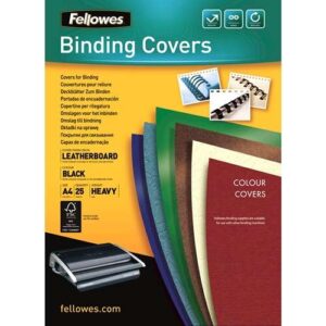 fellowes pack de 25 portadas de carton simil piel delta cuero a4 250 gr color negro