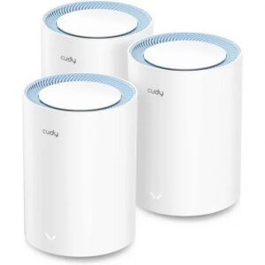 cudy m1200 pack de 3 sistemas wifi mesh ac1200 dual band 867mbps en 5ghz, 300mbps en 2,4ghz 1x puerto lan 10/100mbps, 1x puerto wan 10/100mbps 2 antenas internas