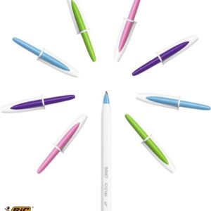 bic cristal up pack de 20 boligrafos de bola punta de 1.2mm tinta con base de aceite cuerpo blanco colores surtidos