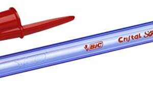bic cristal soft boligrafos de bola punta media de 1.2mm trazo 0.45mm escritura mas fluida color rojo