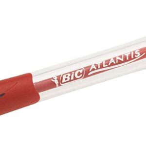 bic atlantis classic boligrafo retractil punta de 1mm cuerpo transparente con grip color rojo
