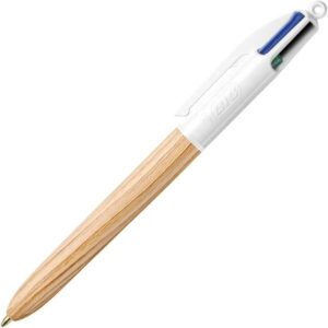 bic 4 colours wood style boligrafo de bola retractil punta media de 1.0mm tinta con base de aceite diseño madera 4 colores