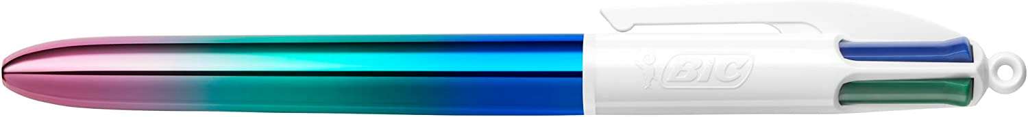 bic 4 colours gradient boligrafo de bola retractil punta media de 1.0mm tinta con base de aceite cuerpo blanco/degradado tricolor 4 colores