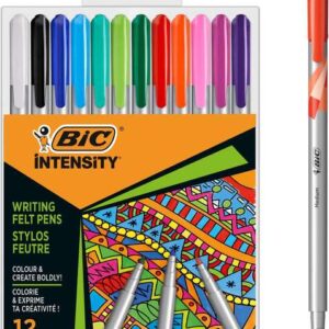 bic intensity medium pack de 12 rotuladores punta media de 0.8mm tinta con base de agua colores surtidos