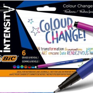 bic intensity colour change pack de 6 rotuladores tecnologia de cambio de color punta fina de 0.4mm colores surtidos