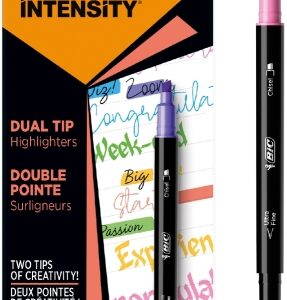 bic intensity dual tip pack de 6 rotuladores doble punta punta de biselada + punta fina 0.04mm tinta con base de agua colores surtidos