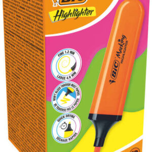 bic marking highlighter flat marcador fluorescente punta biselada trazo entre 1.70 y 4.80 mm tinta con base de agua color naranja