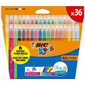 bic kids couleur pack de 36 rotuladores punta mediana lavable colores surtidos
